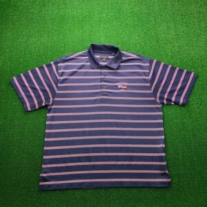 Monterey Club Polo Shirt Mens Large SRB Golf League USA Navy Pink Striped